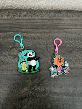 Dude Perfect Kids Cartoon Panda and Basketball Keychain Set - Pink & Teal